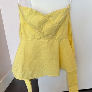 Lauren James Sunny Yellow Peplum Blouse With Bow